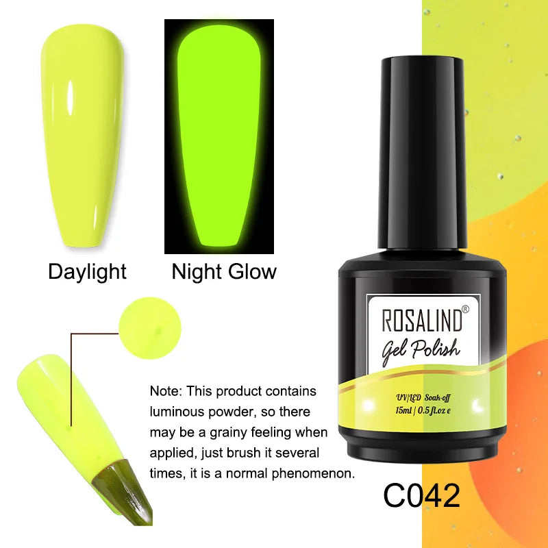 ROSALIND 15ML Pure Colors Nail Polish For Art Manciure Design Gel Nail Base Top Coat Semi Permanent Soak Off UV Gel Nail Varnish - Surpriseshopper.com