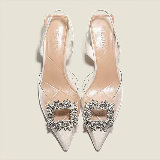 Sexy Crystal Glow: Transparent Elegance Heels