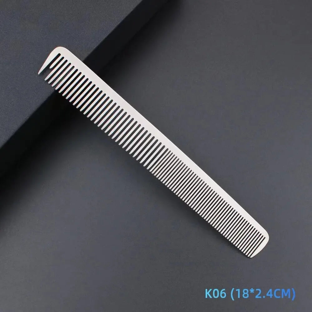 MJ Stainless Steel Cutting Metal Tail Combs Silver Fine Cutting Comb Set Hairdressing Steel Rat Tail Comb