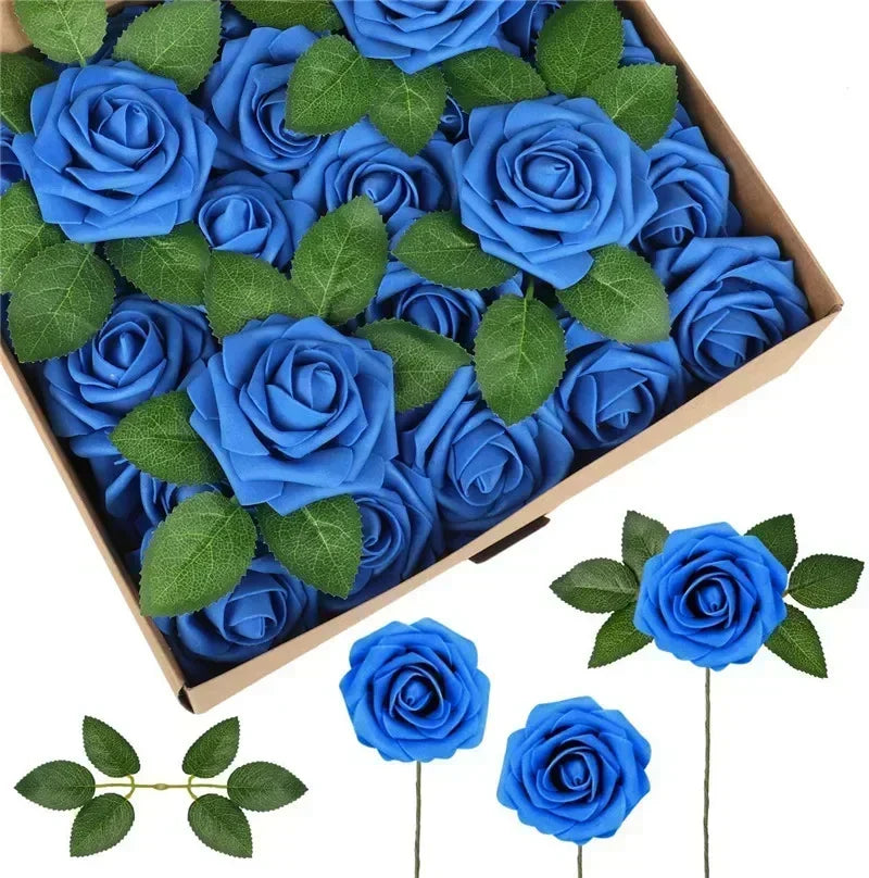 10/25/50Pcs Artificial Rose Flowers Foam Fake Flowers Roses for DIY Wedding Bouquets Party Home Decor Garden Decoration