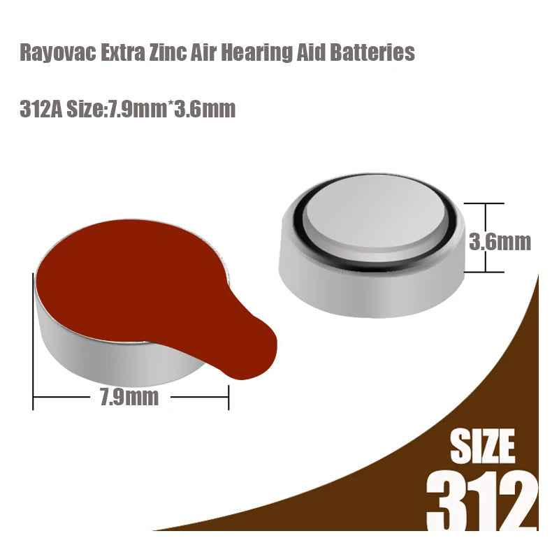 RAYOVAC EXTRA 60 PCS Zinc Air Performance Hearing Aid Batteries A312 312A ZA312 312 PR41 Hearing Aid Battery A312 Free Shipping