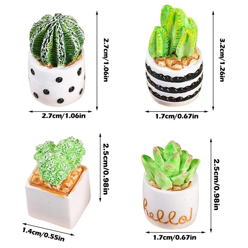 1PC Artificial Resin Cactus Succulents Potted Plant Indoor Home Office Tabletop Decoration Small Potted Micro Landscape Ornament