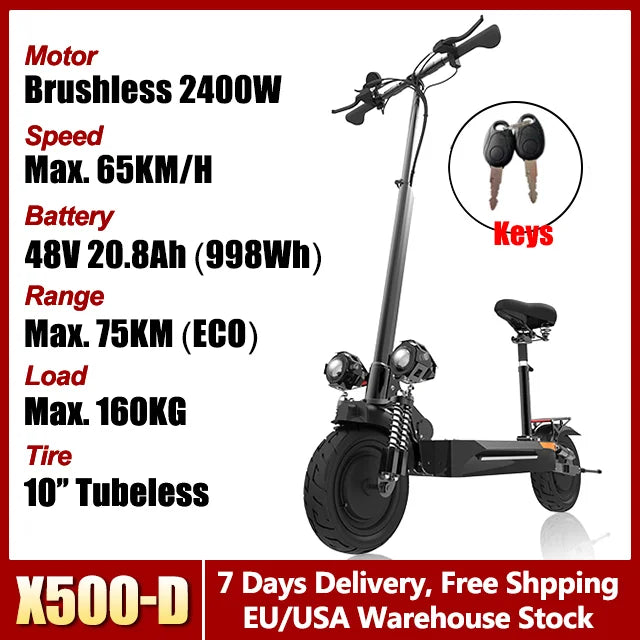 1200W-6000W Adult Electric Scooter 55-90km/h Fast E scooter X60 X48 X700 Dual Drive Foldable Skateboard with Seat 2 wheels Moped