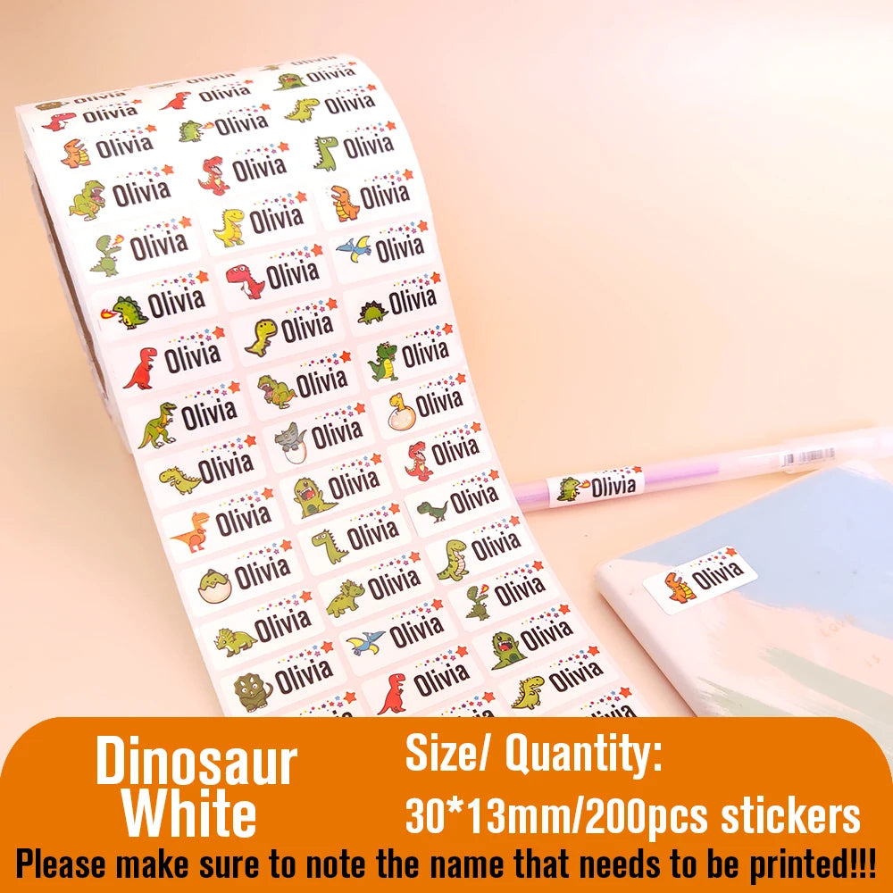 Name Tag Sticker Custom Waterproof Kawaii Stickers Decals Personalized First Name Label for Children School Stationery Bottle