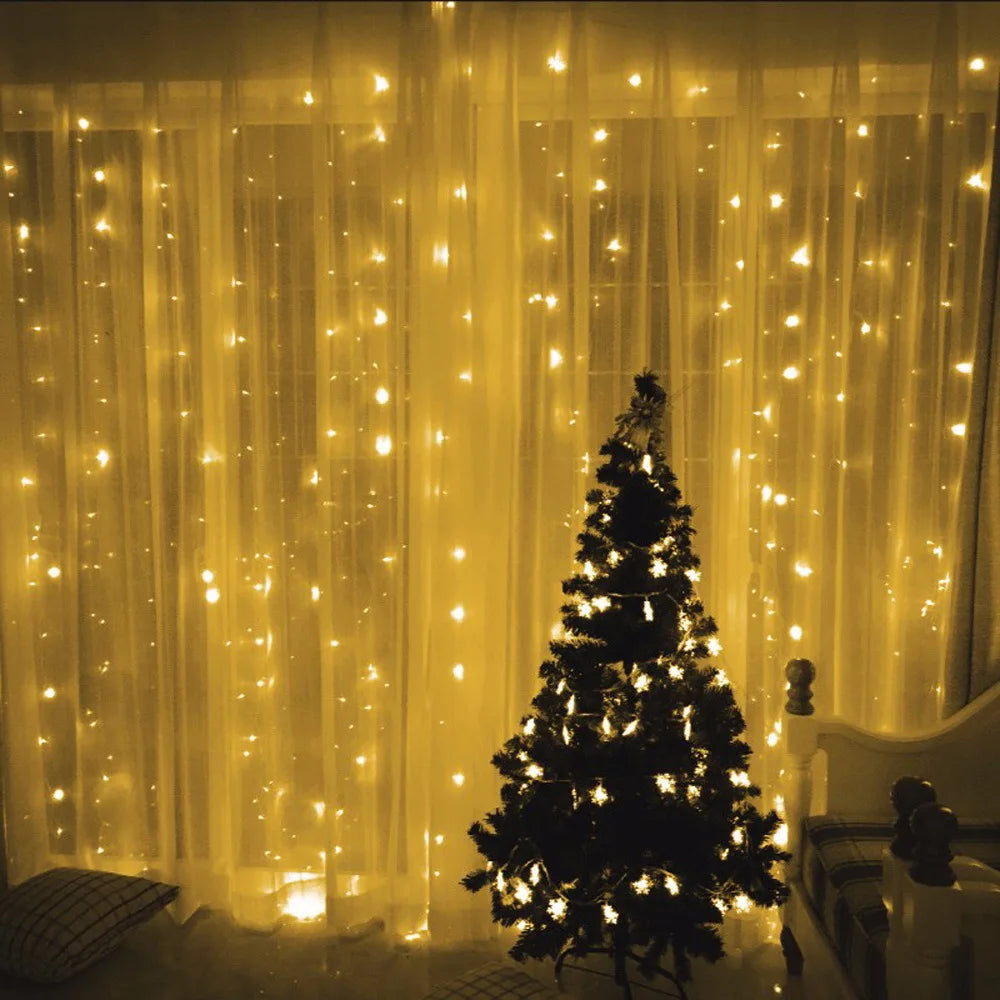 Curtain LED String Light Holiday Festival Christmas Wedding Decorations Fairy Lights Decor For Home Gift Bedroom New Year Lamp