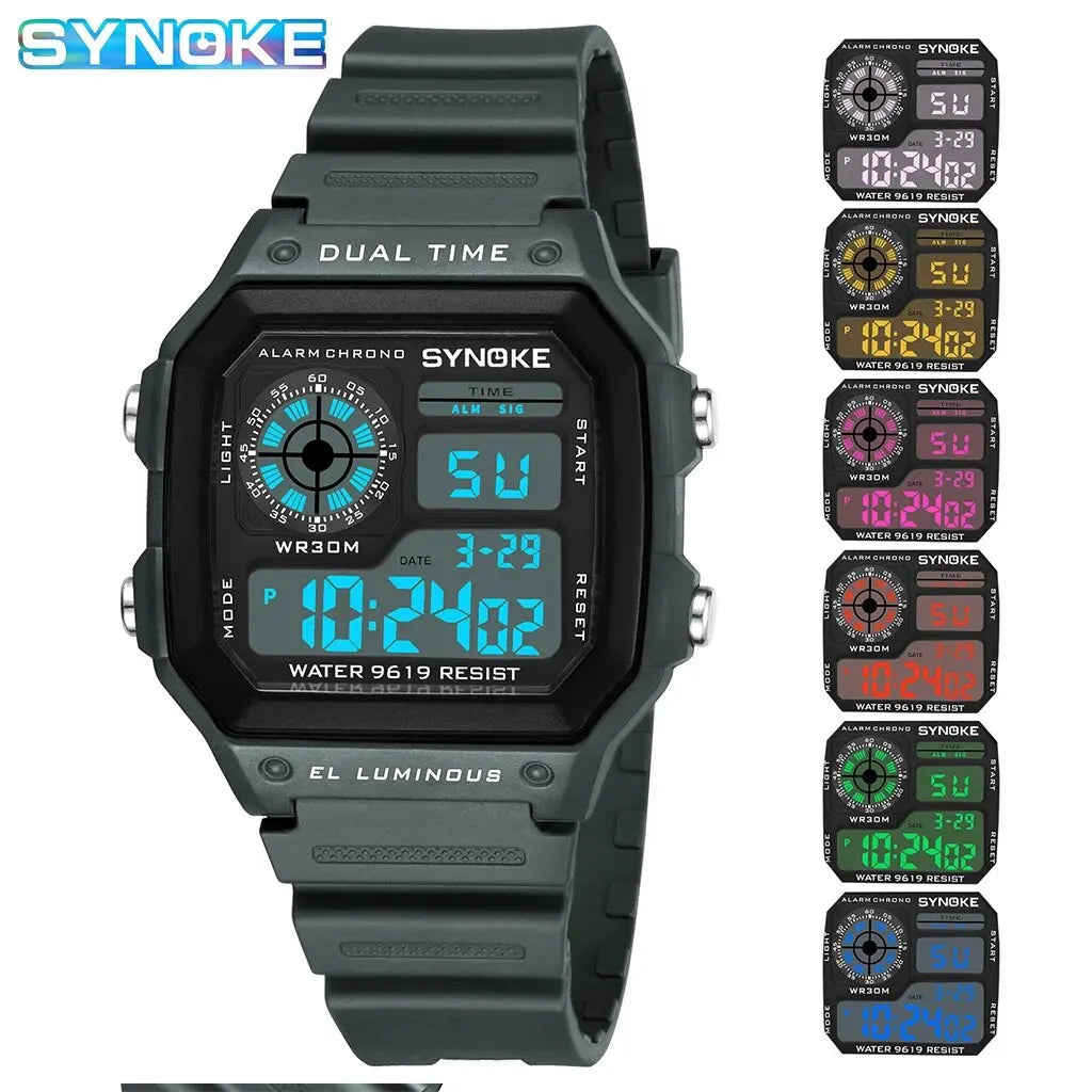 SYNOKE Digital Watches Men Sports Luminous Multifunction Waterproof Women Wristwatch Outdoor and Running Student Seven Lights - Surpriseshopper.com