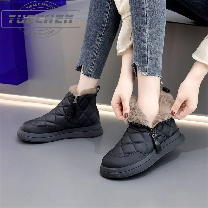 Women'S Winter Snow Boots And Velvet Padded Women'S Cotton Shoes Waterproof And Non-Slip Warm Boots.