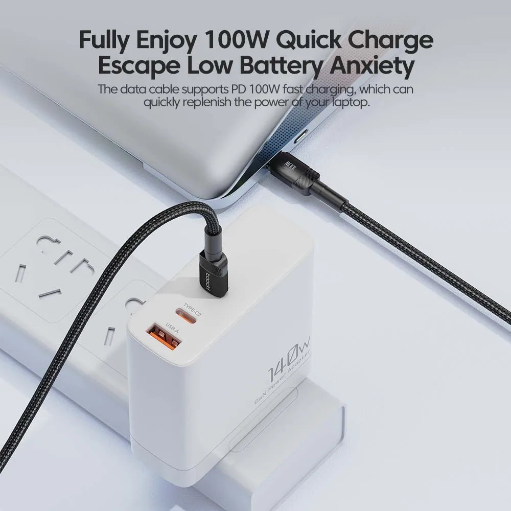 Toocki 100W Type C to USB C Cable PD 3.0 Quick Charge 4.0 Fast Charging Type C to Type C for iPhone 15 Macbook Samsung Xiaomi - Surpriseshopper.com