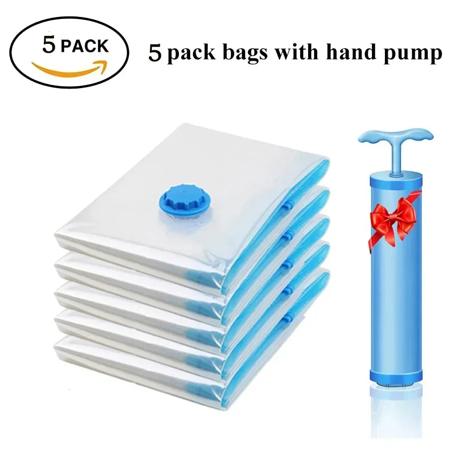 Vacuum Clothing Storage Bags Vacuum Packet Vacuum Sealer Bags for Clothes Travel Compression Bag Pack Organizer with Hand Pump