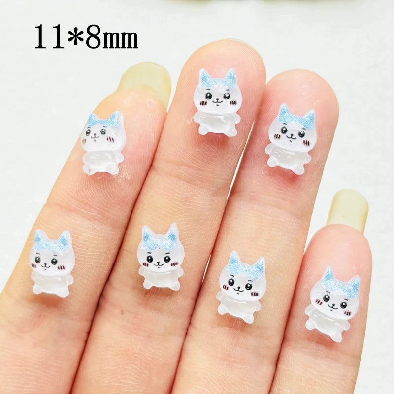 50 Pcs New Cute Resin Mini Cartoon Sadness Rabbit,Dog Series Flat Back Manicure Parts Embellishments For Hair Bows