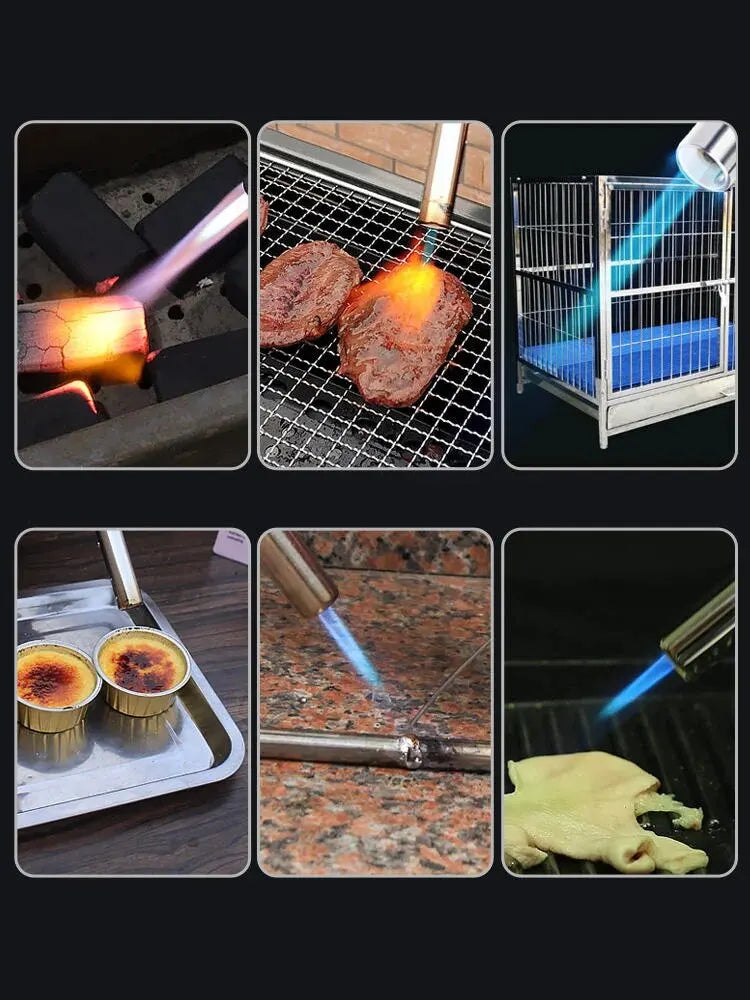 Torch Cooking AutoIgnition Butane Gas Welding-Burner Welding Gas Burner Flame Gas Torch Flame Gun Blow for BBQ Camping Cooking - Surpriseshopper.com