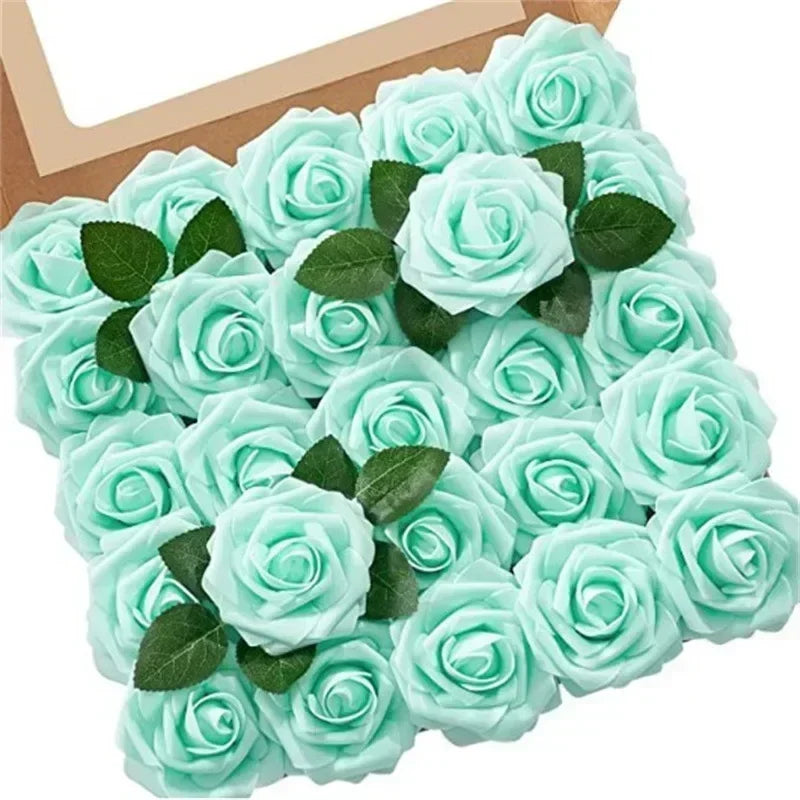 10/25/50Pcs Artificial Rose Flowers Foam Fake Flowers Roses for DIY Wedding Bouquets Party Home Decor Garden Decoration