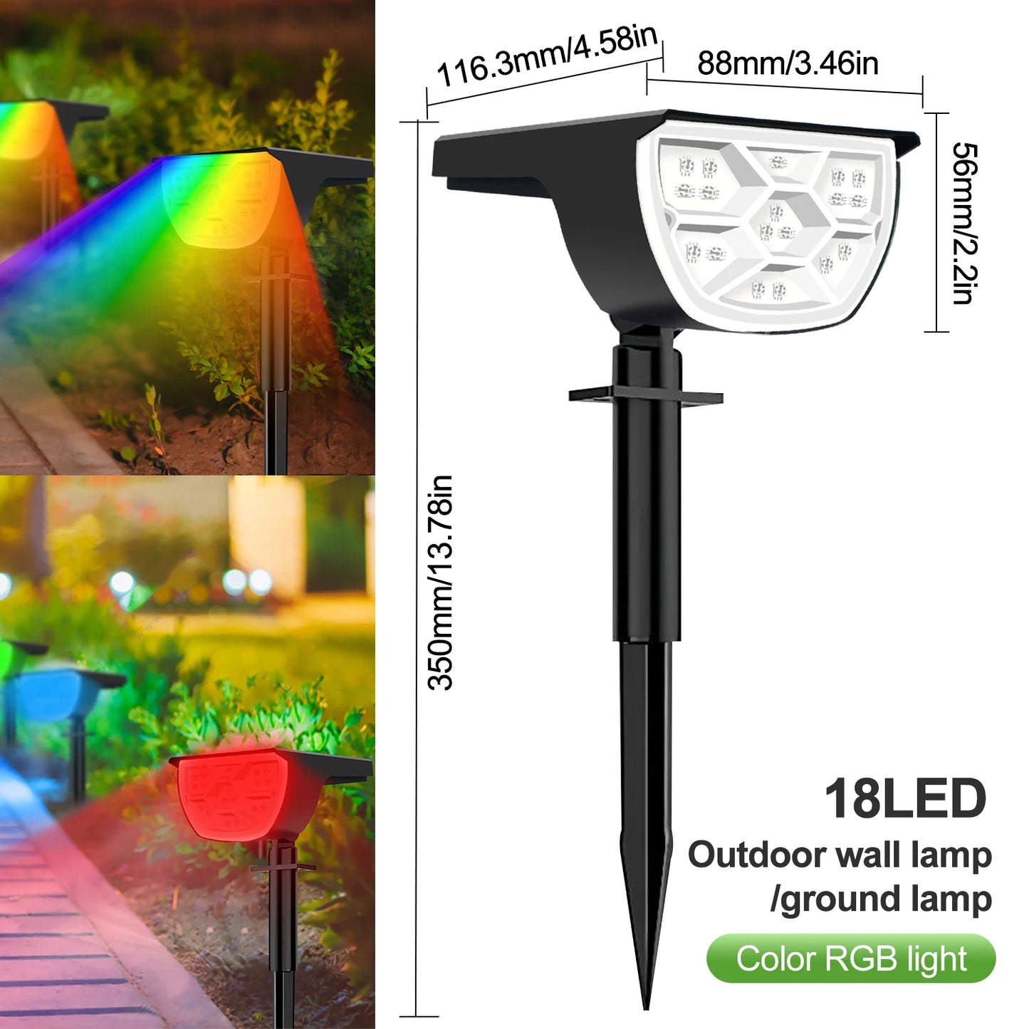 SolarBright: 72/68 LED Waterproof Solar Landscape Lights with 3 Modes