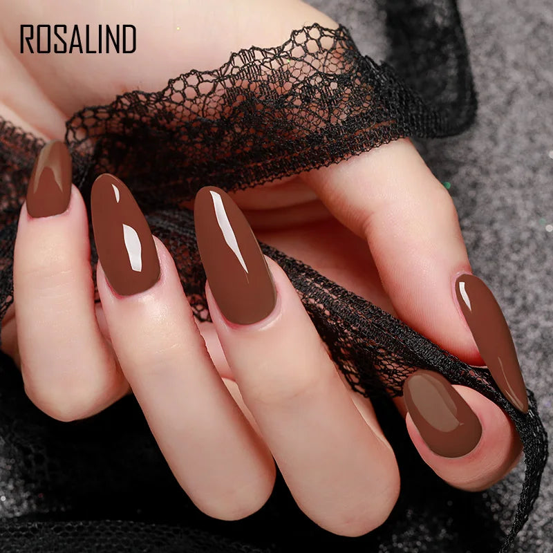 ROSALIND 15ML Pure Colors Nail Polish For Art Manciure Design Gel Nail Base Top Coat Semi Permanent Soak Off UV Gel Nail Varnish - Surpriseshopper.com