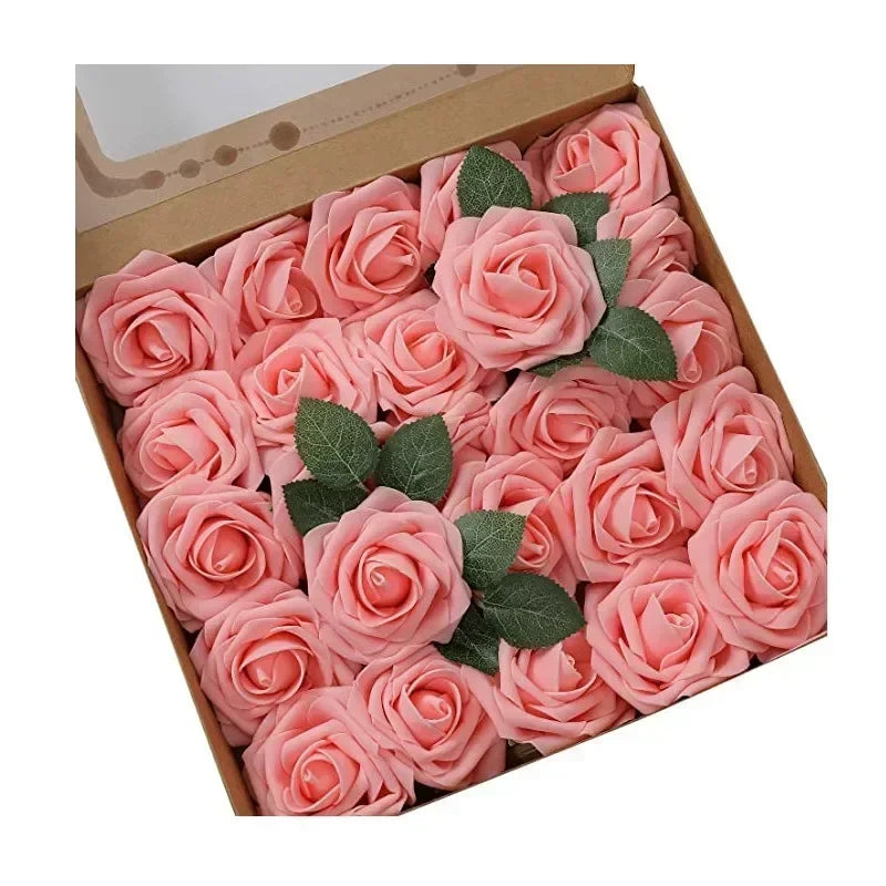 10/25/50Pcs Artificial Rose Flowers Foam Fake Flowers Roses for DIY Wedding Bouquets Party Home Decor Garden Decoration