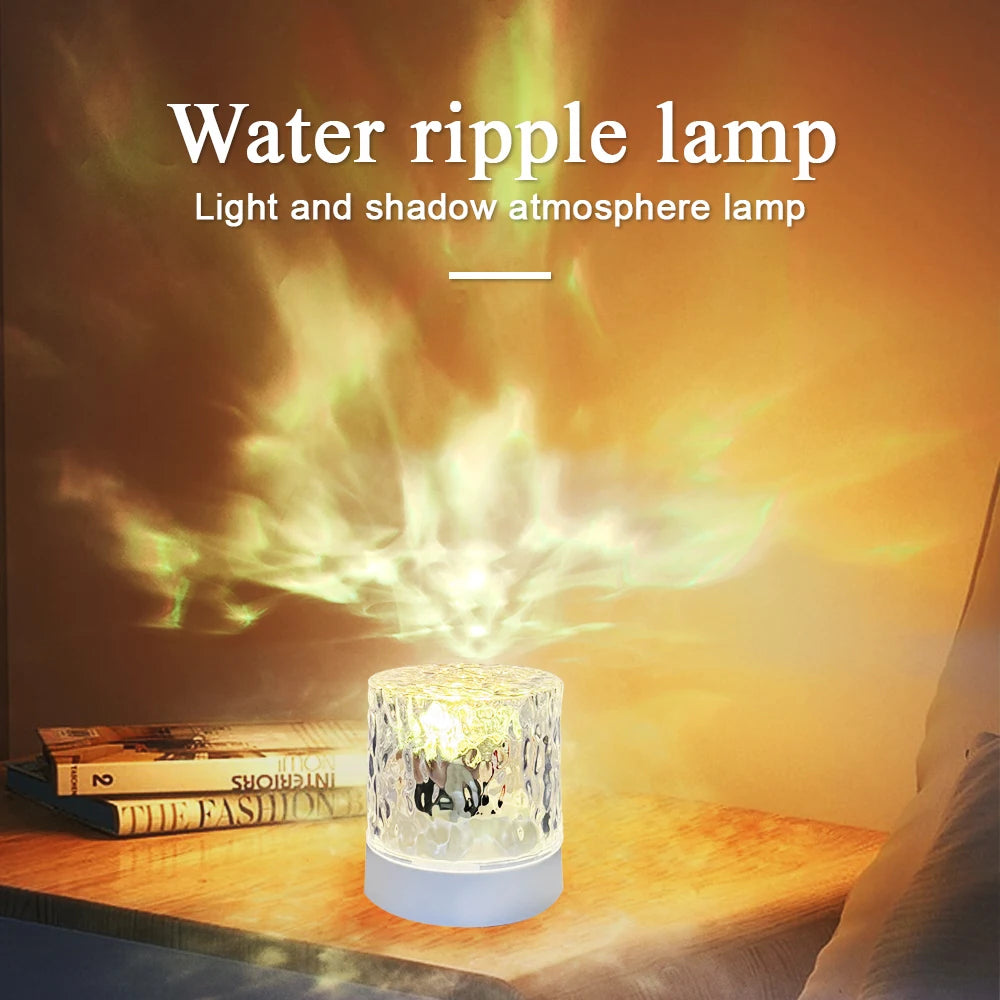 Water Ripple Night Light Romantic Atmosphere Ocean Wave Projector Light 16 Colors Changing Table Lamp with Remote for Party