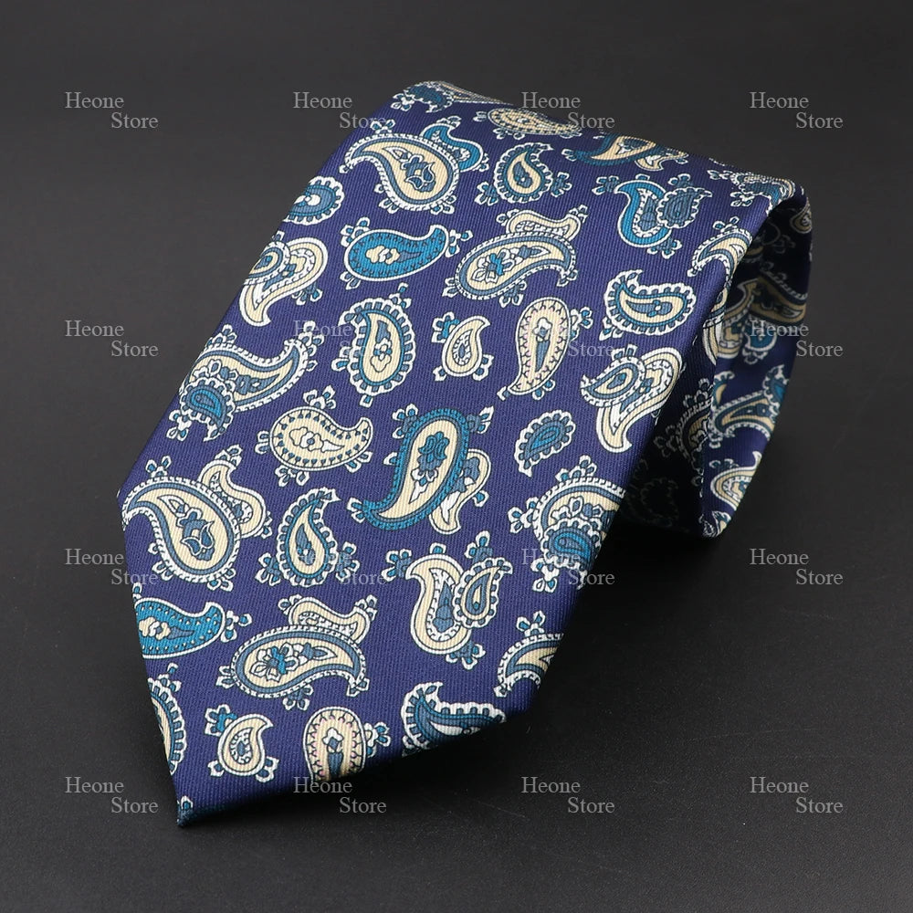 Super Soft Bohemian Silk Polyester Ties For Men Novelty Design Blue Light Color Wedding Office Business Gravata Printed Tie Gift