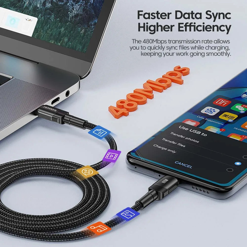 Toocki 100W Type C to USB C Cable PD 3.0 Quick Charge 4.0 Fast Charging Type C to Type C for iPhone 15 Macbook Samsung Xiaomi - Surpriseshopper.com