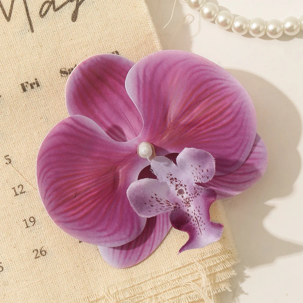 5/10pcs Phalaenopsis Artificial Butterfly Orchid 9.5CM Fake Flowers Heads Wedding Decoration for Home Room Decor Gift Accessory