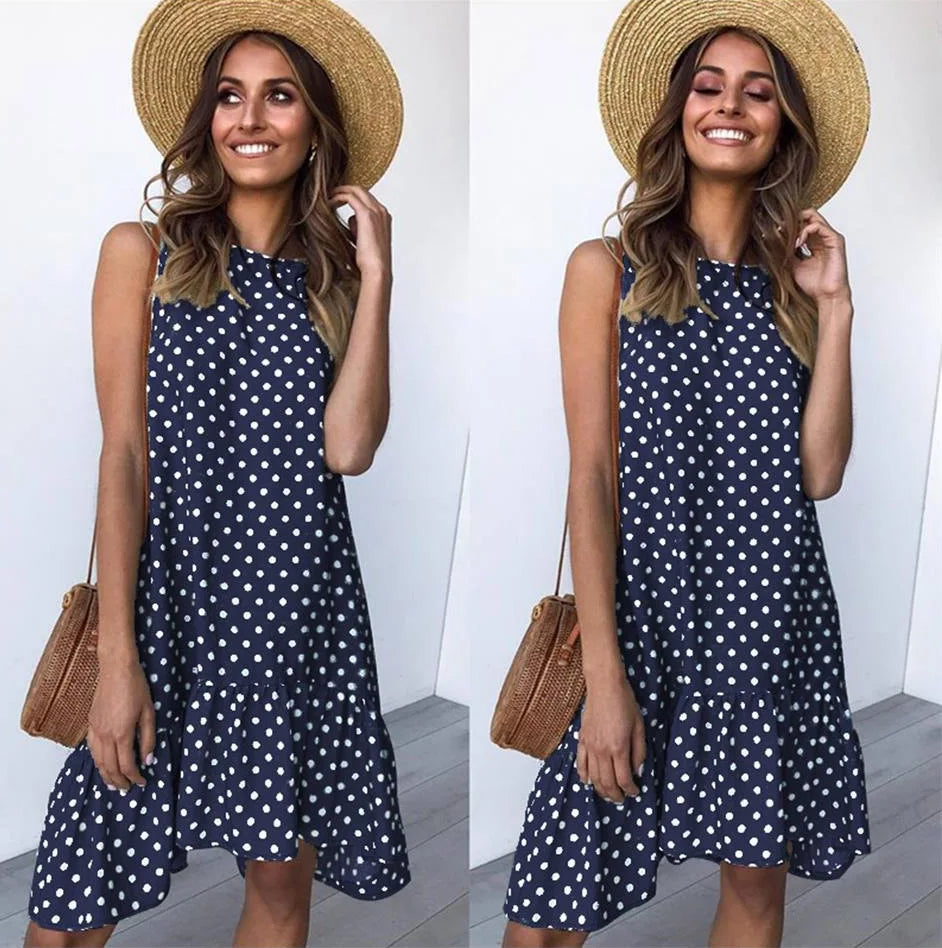 Jocoo Jolee Summer Chiffon Dress Women Polka Dot Ruffles Mini Dress Casual Loose Beach Party Street Short Sundress Vestidos