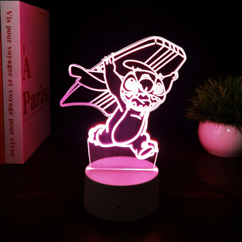 3D Illusion Stitch Night Light with Remote Control and Smart Touch Room Decor Lamp Birthday Valentine's Day Christmas Gifts