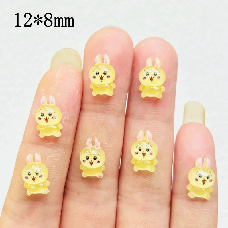 50 Pcs New Cute Resin Mini Cartoon Sadness Rabbit,Dog Series Flat Back Manicure Parts Embellishments For Hair Bows