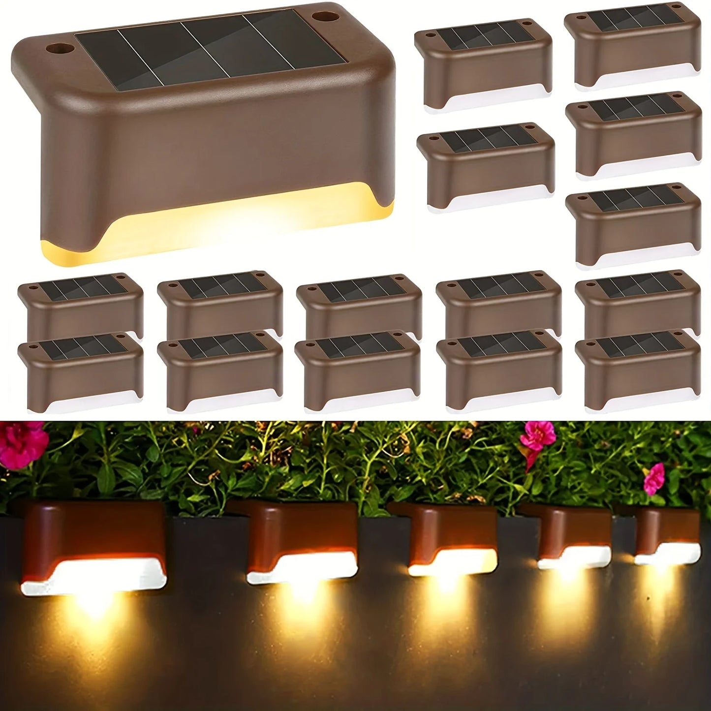 SolarGlow: 4-Pack Waterproof LED Stair Lights for Outdoor Spaces