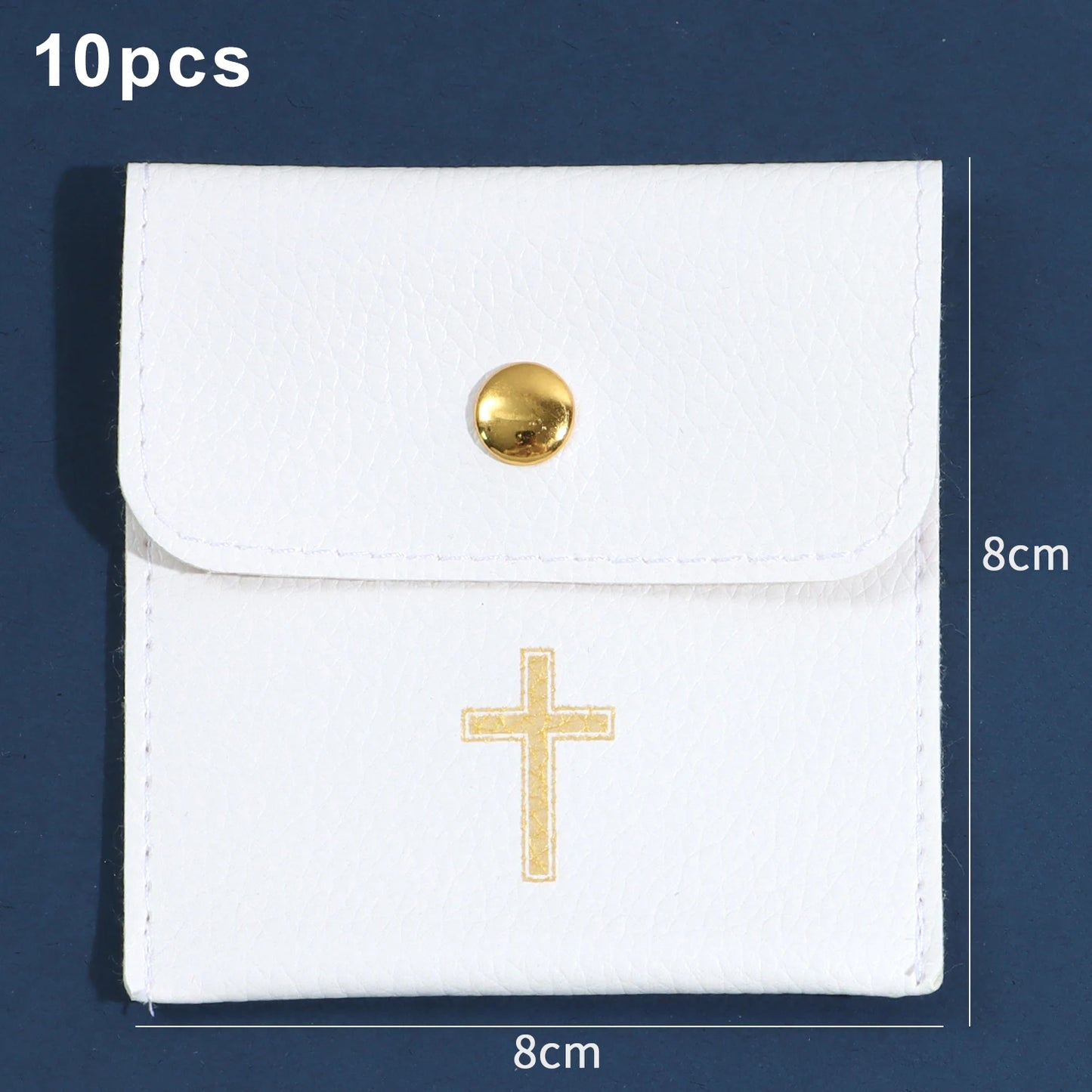 1/10Pcs Rosary Pouch with Gold Cross Imprint Design Beautiful Leather Case, Leather Jewelry Travel Bag Leather Jewelry Pouch