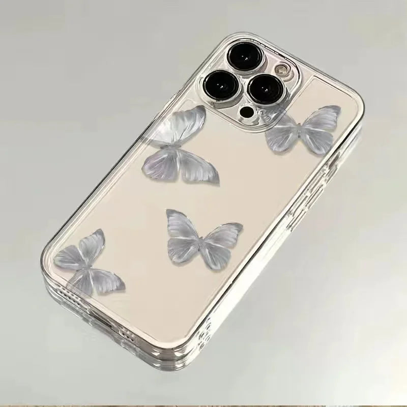 Colorful Butterfly Soft Transparent Case For iPhone 11 15 14 Pro Max13 12 MiNi XS XR X 7 8 15 Plus SE2 Shockproof Bumper Cover