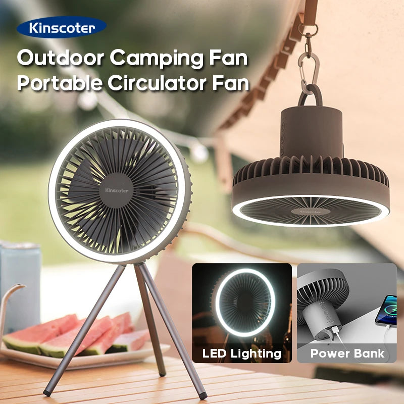 10000mAh 4000mAh CampCool: Ultimate 4-in-1 Portable Camping Fan – Your Outdoor Essential