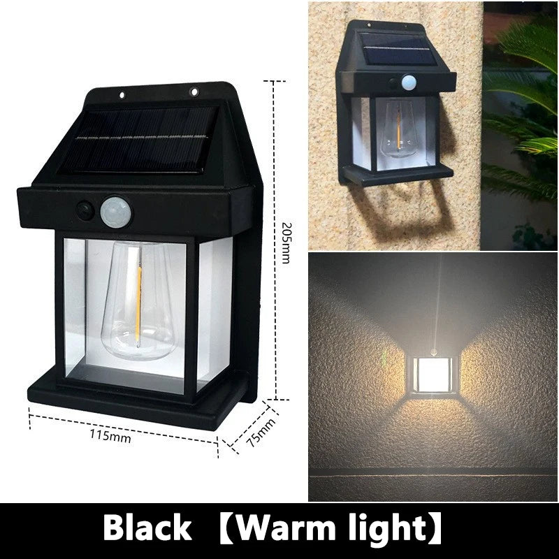 Outdoor Solar Tungsten Wall Light with Motion Sensor IP65 Waterproof LED Safety Light for Patio Outdoor Deck Porch Barn Balcony