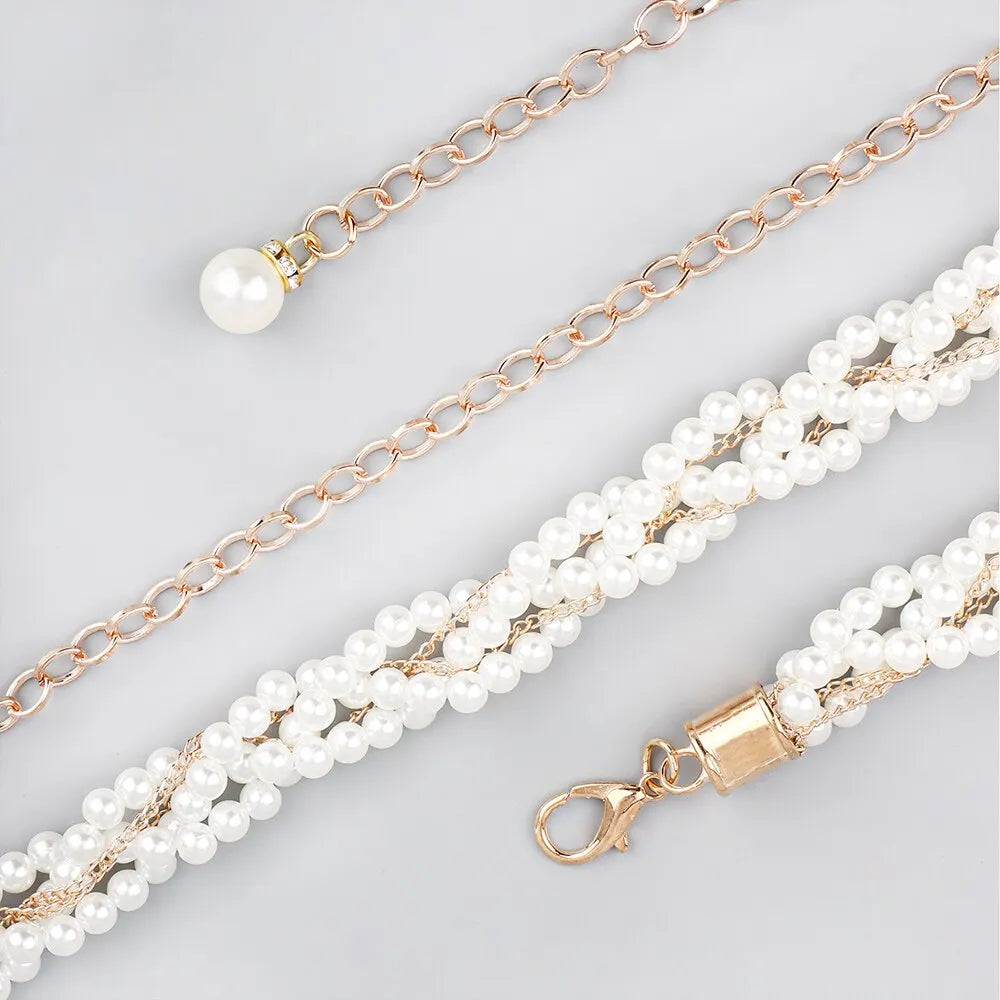 1 Piece With White Pearl Waist Chain Braided Belt Autumn Decoration Dress Sweet