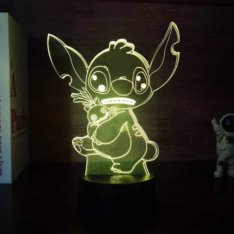 3D Illusion Stitch Night Light with Remote Control and Smart Touch Room Decor Lamp Birthday Valentine's Day Christmas Gifts