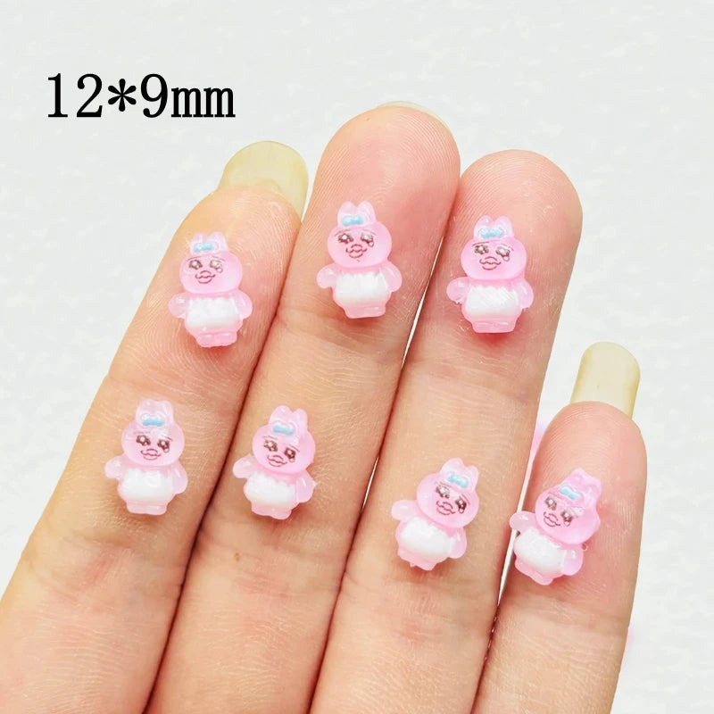 50 Pcs New Cute Resin Mini Cartoon Sadness Rabbit,Dog Series Flat Back Manicure Parts Embellishments For Hair Bows