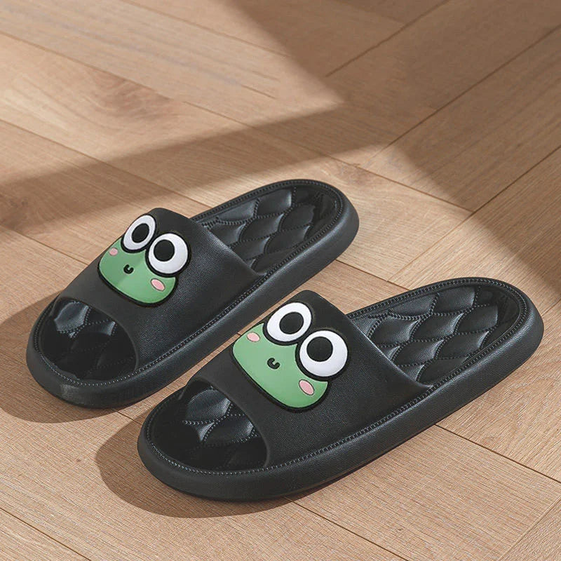 Summer Beach Slides Bathroom Anti Slip Slipper Non-Slip Home Flip Flops Cartoon Frog Soft Sandals - Surpriseshopper.com