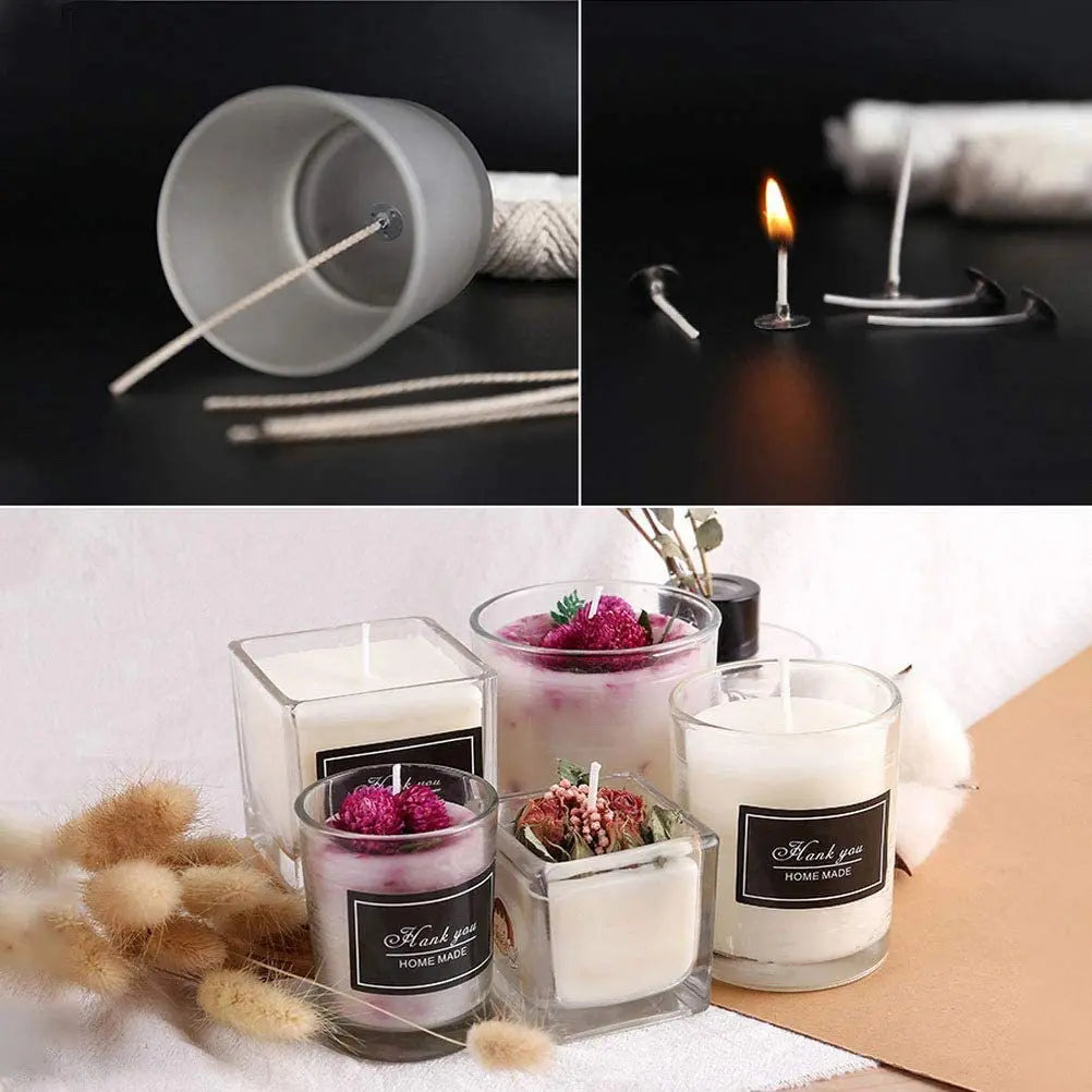 61m Cotton Woven Candle Wick DIY Handmade Candle Making Accessories Smokeless All Natural 24 Strand Candle Wicks 1 Roll 200 Feet