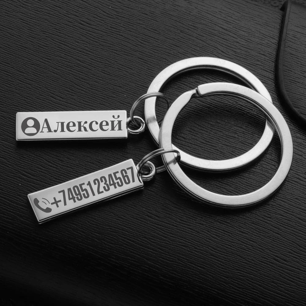 Anti-lost Keychain Small Chic Personalized Customized Keyring  for Car Name Phone Number Men Women Gift  Key Chain Holder P021 Surpriseshopper.com