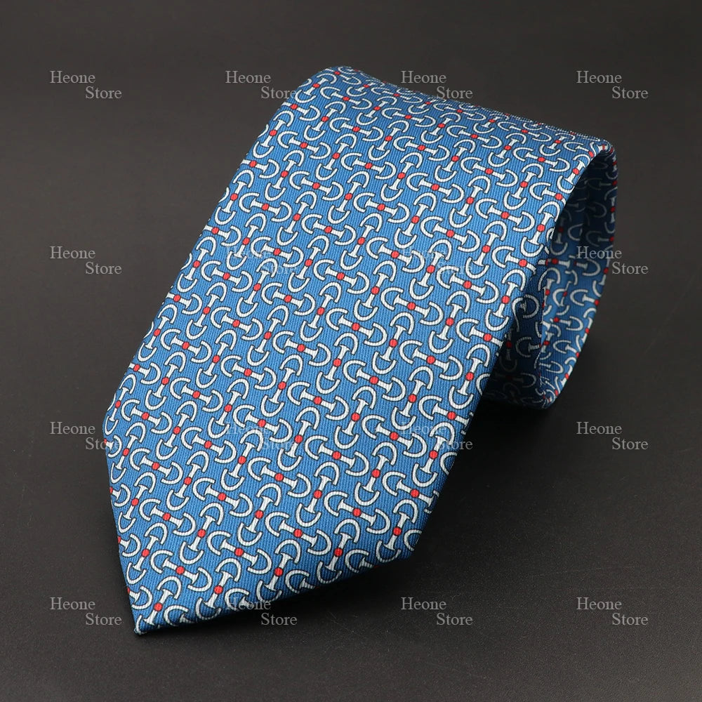 Super Soft Bohemian Silk Polyester Ties For Men Novelty Design Blue Light Color Wedding Office Business Gravata Printed Tie Gift