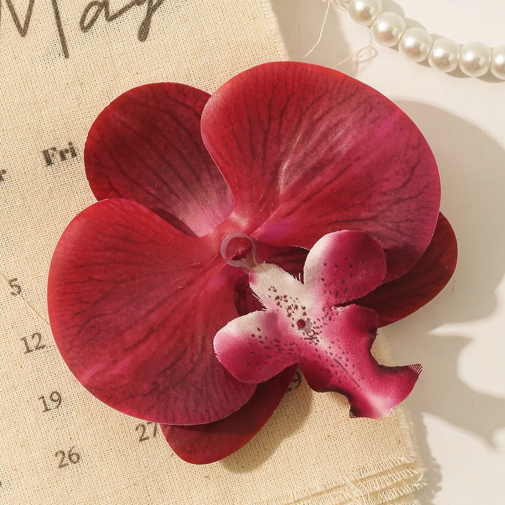 5/10pcs Phalaenopsis Artificial Butterfly Orchid 9.5CM Fake Flowers Heads Wedding Decoration for Home Room Decor Gift Accessory