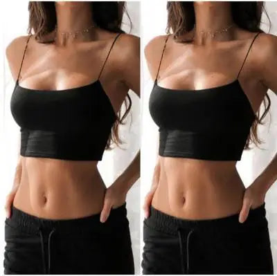 Hot Sale!Women Summer Camisole Crop Tops Sleeveless Slim Sling T-shirt Black White Bottoming Tanks Bra Underwear Vest Tops