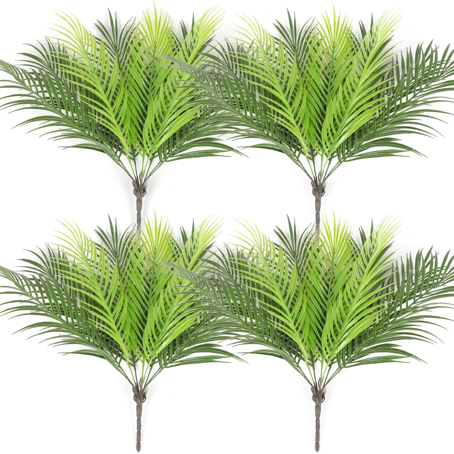 2PCS Artificial Tropical Palm Plants Plastic Shrubs Fern Leaves Grass Fake Plant Bushes for Outdoor Home Room Garden Yard Decor