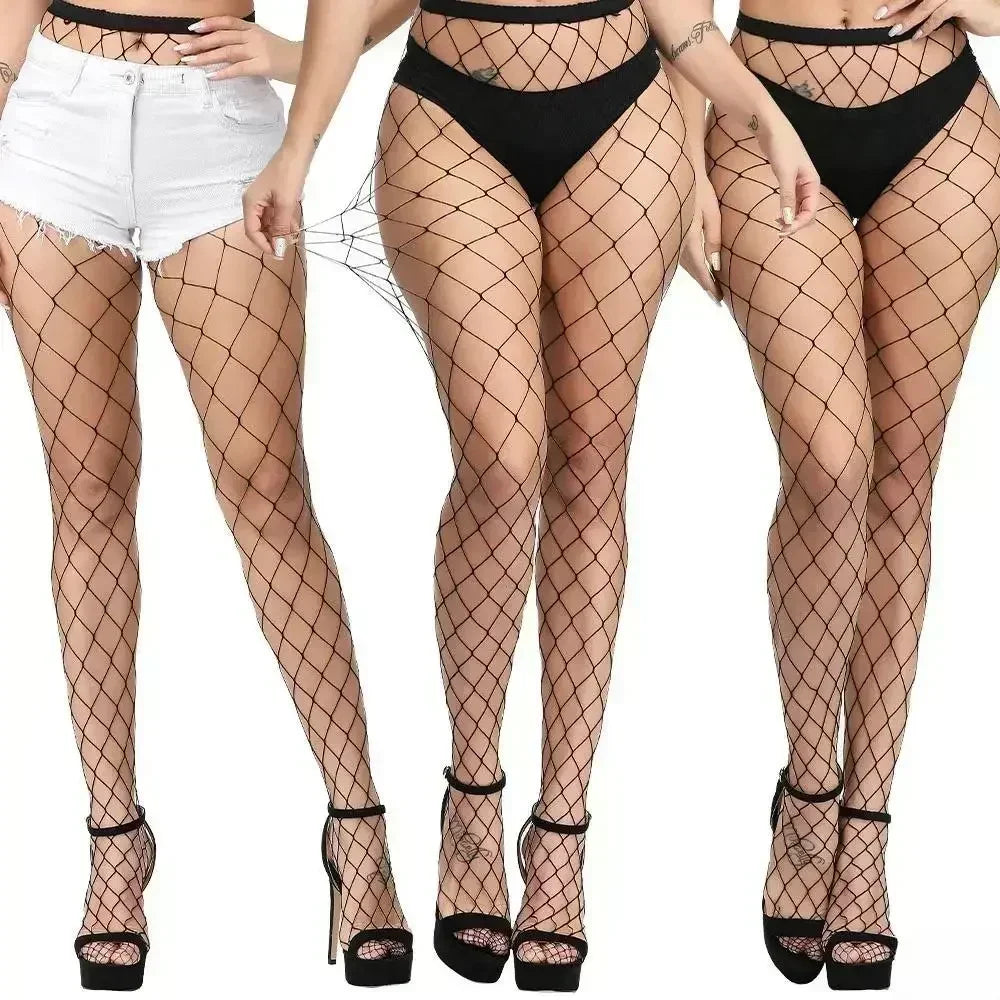 Sexy Thigh High Plus Size Stockings Sheer Lace Silicone Stay Up Hosiery Tights Pantyhose for Women Fishnet Stockings