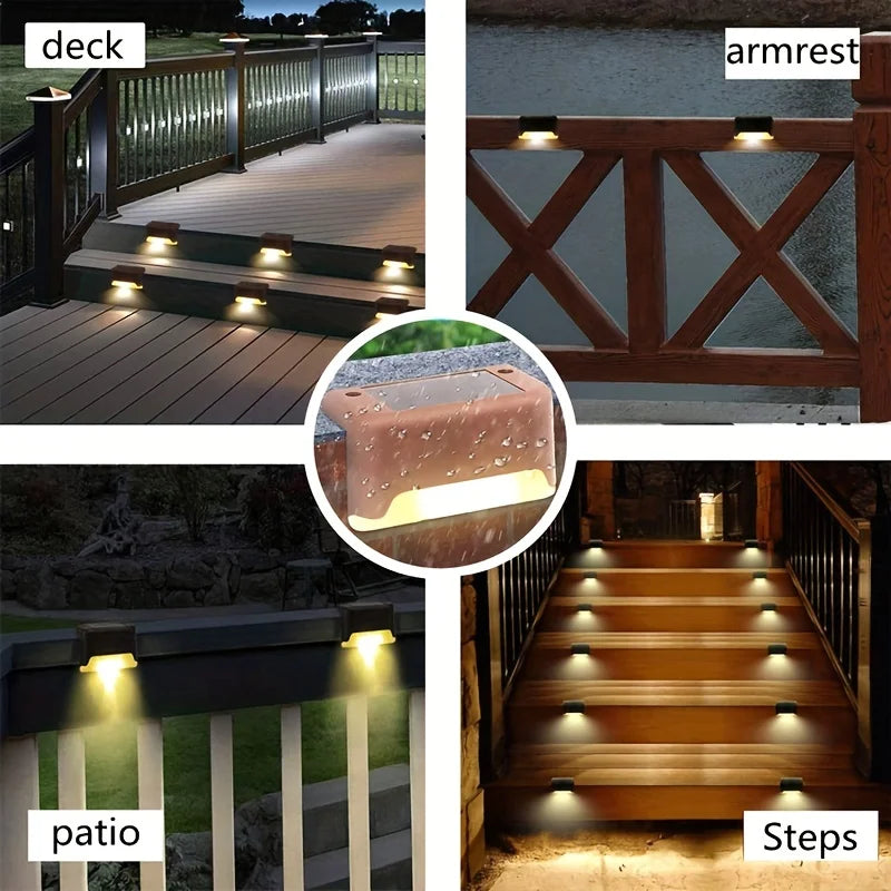 SolarGlow: 4-Pack Waterproof LED Stair Lights for Outdoor Spaces