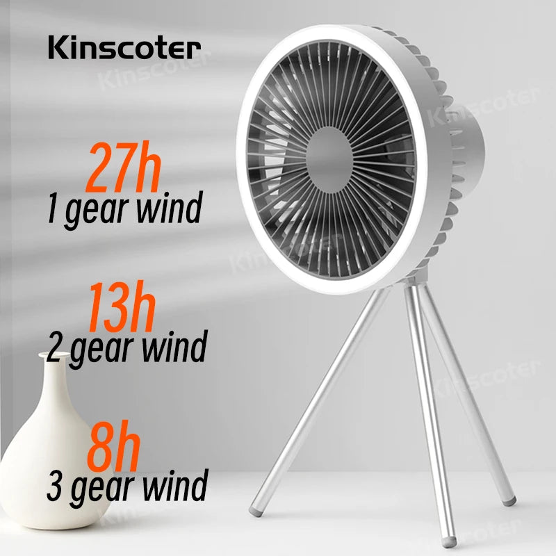 10000mAh 4000mAh CampCool: Ultimate 4-in-1 Portable Camping Fan – Your Outdoor Essential