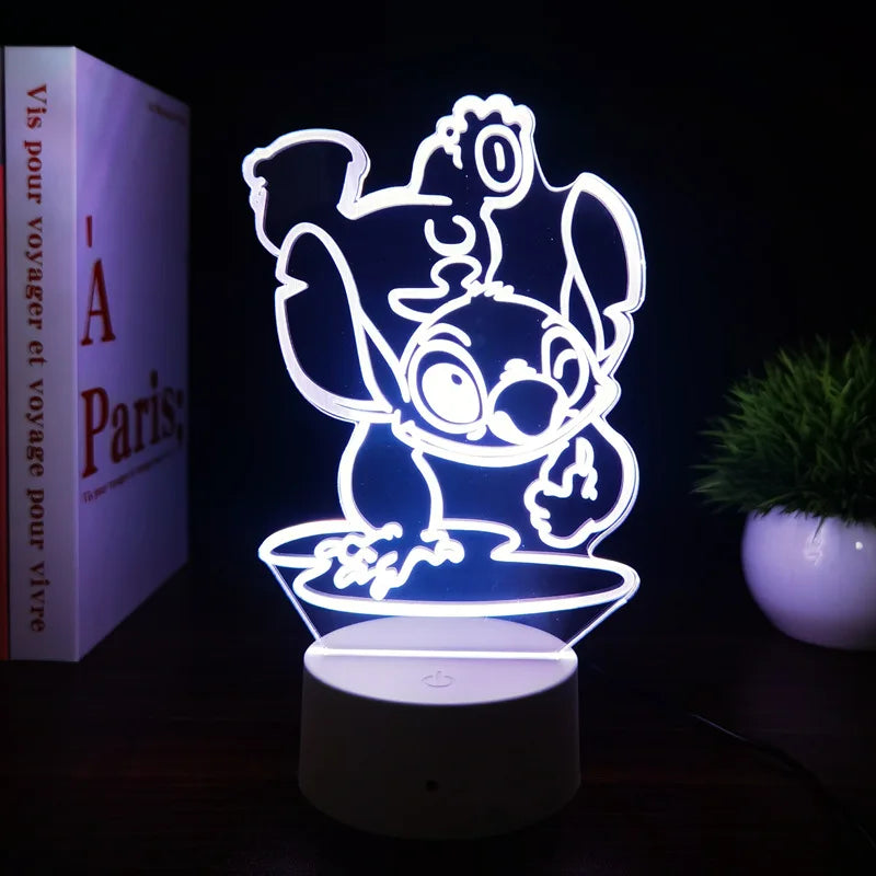 3D Illusion Stitch Night Light with Remote Control and Smart Touch Room Decor Lamp Birthday Valentine's Day Christmas Gifts