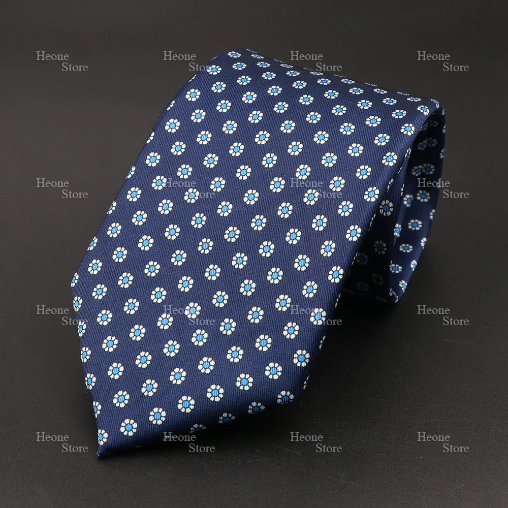 Super Soft Bohemian Silk Polyester Ties For Men Novelty Design Blue Light Color Wedding Office Business Gravata Printed Tie Gift