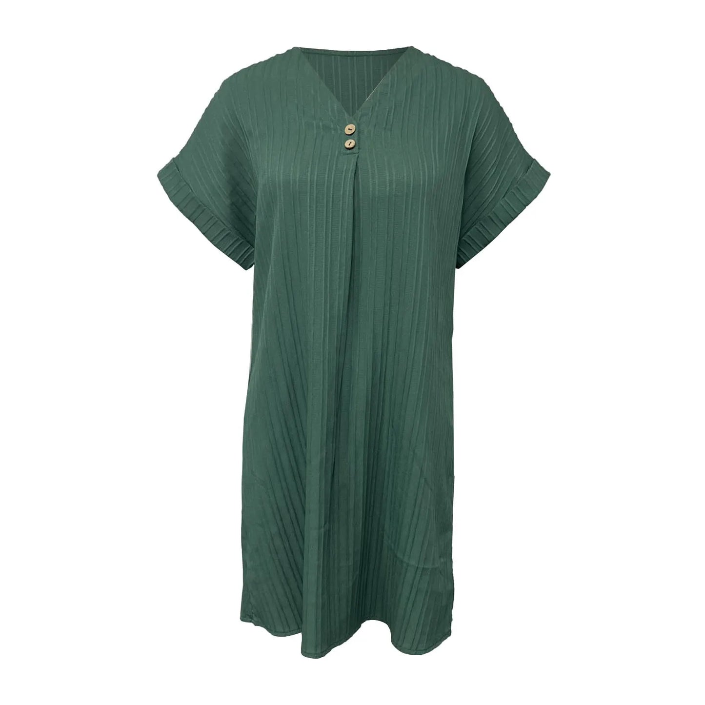 Summer Breeze: Casual V-Neck Button Down Dress