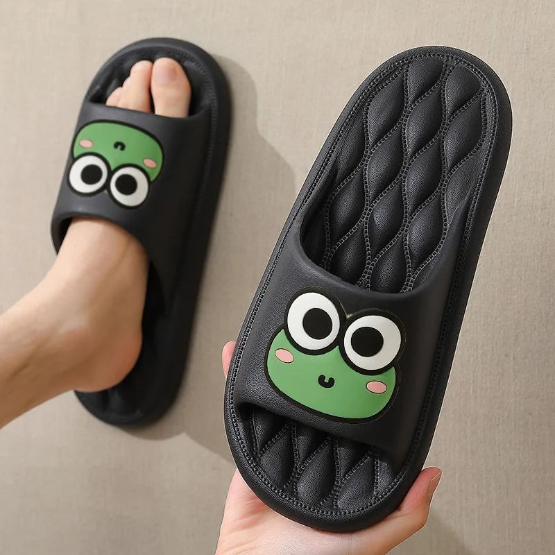 Summer Beach Slides Bathroom Anti Slip Slipper Non-Slip Home Flip Flops Cartoon Frog Soft Sandals - Surpriseshopper.com