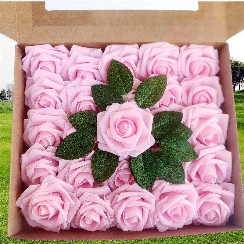 10/25/50Pcs Artificial Rose Flowers Foam Fake Flowers Roses for DIY Wedding Bouquets Party Home Decor Garden Decoration