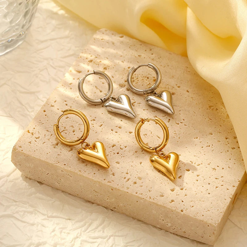 Fashionable Love Earrings Ins Style Personalized Peach Heart Earrings Travel Versatile Earrings Jewelry